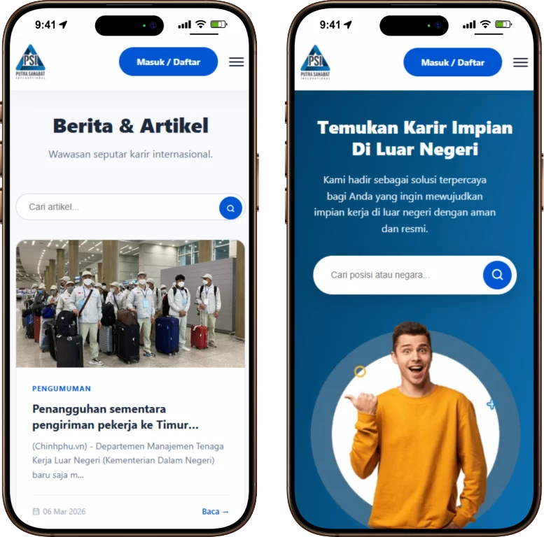 Antarmuka sistem rekrutmen di perangkat mobile